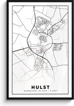 Cadre photo avec affiche - Carte - Houx - Zwart - Wit - 80x120 cm - Cadre pour affiche