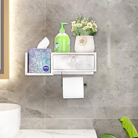 VOLDRA Toiletpapierhouder Met Plank Zelfklevende, Wc-rolhouder