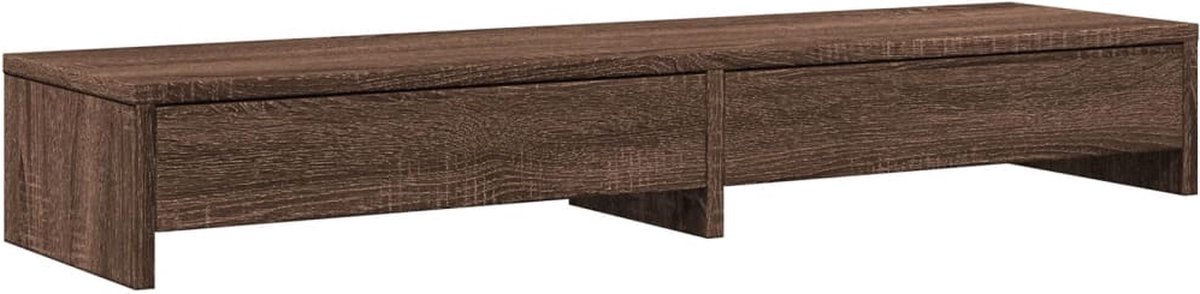 vidaXL - Monitorstandaard - met - lades - 100x27x15 - cm - hout - bruin - eikenkleur