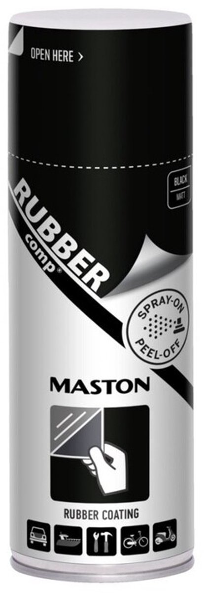 Maston Rubbercomp spray - Zijdeglans - Zwart - rubber coating - 400 ml - spuitbus verf