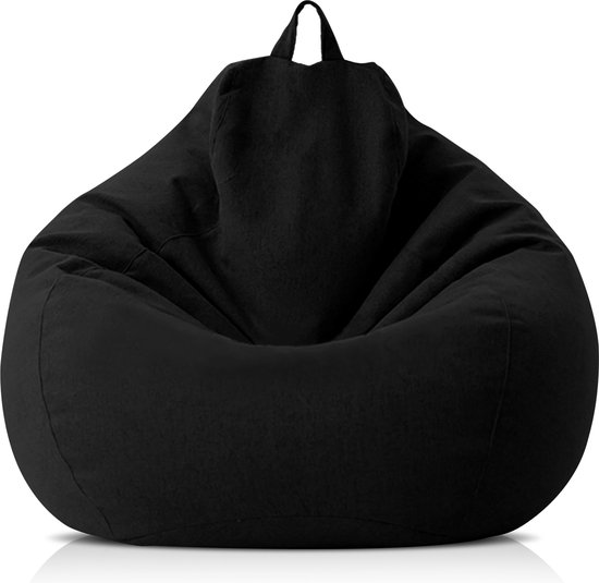 Foto: Relaxzzz linnen zitzak comfortabele zitzak met vulling zitzak voor tiener lazy lounger bean bag 80x90cm zwart