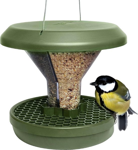 Mazur Vogelvoederhuisje groot XXL 39,5 x 38 x 34,5 cm I vogelvoederdispenser van hout staand I voederstation voor vogels I vogelvoederhuis om te beschilderen voor kinderen