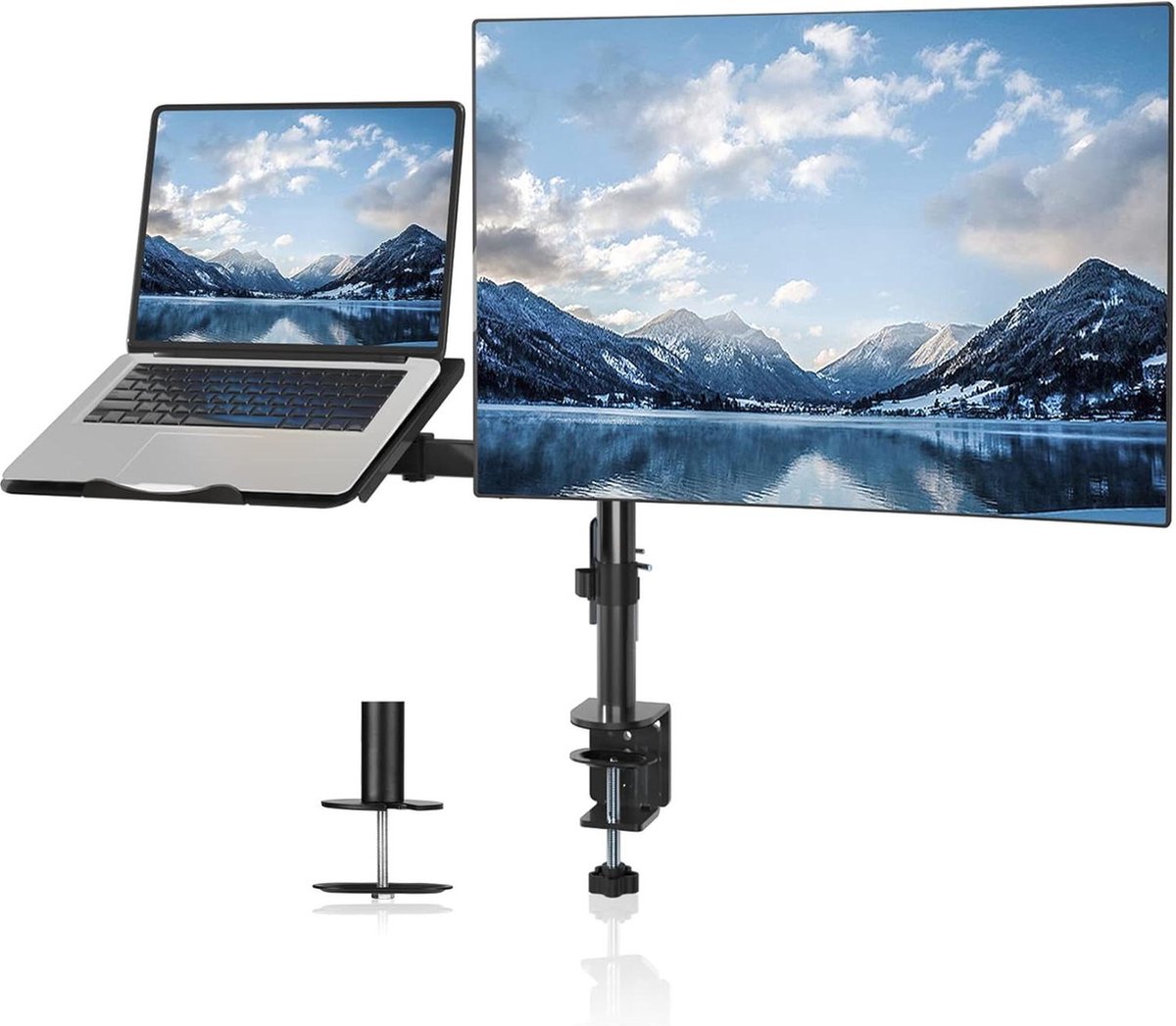 Volledig verstelbare monitorarm met laptoplade - VESA-bevestiging - 13 tot 27 inch LCD-LED-scherm - 17 inch notebook - MD6432TP004