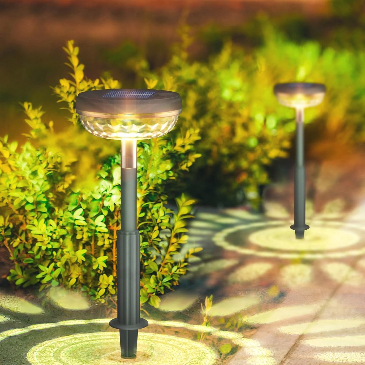 Zonnelampen voor Buiten met Kleurverandering - Warme LED Tuinverlichting op Zonne-energie met Grondpen