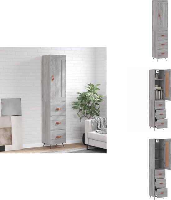vidaXL-Hoge-kast-34,5x34x180-cm-bewerkt-hout-grijs-sonoma-eikenkleurig