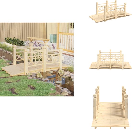 vidaXL Decoratieve Houten Brug - 110cm - Met Leuningen