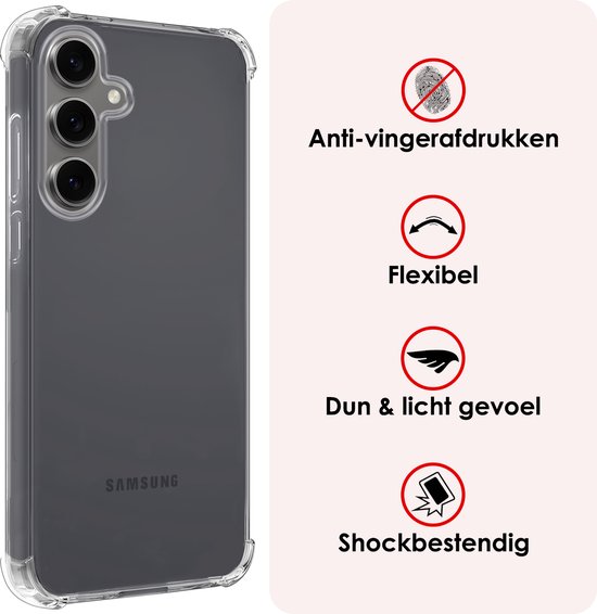 Hoesje - Geschikt voor Samsung Galaxy S24 FE - Sterk & Shockproof - Siliconen Case - Back Cover - Telefoon Hoes Shock Proof - Transparant