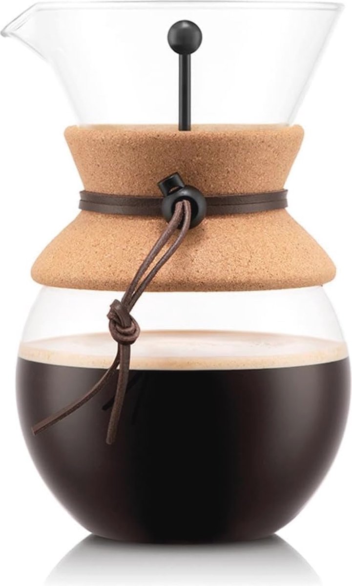 Pour Over Cafetière met Permanent Filter - 1 L, Transparant, Roestvrij Staal, Borosilicaatglas