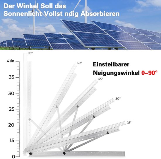 ECO-WORTHY Zonnepaneelhouders, 4 stuks, 114 cm, 45 inch, aluminium