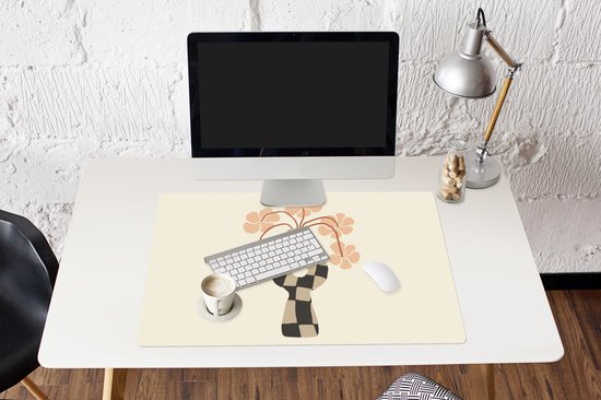 Muismat XXL 90x60 cm - Bureau onderlegger - Bureau mat Bloemen - Vaas - Abstracte kunst - Modern - Bureaumat - Gaming mousepad xl - Bureaulegger groot - Computer deskmat