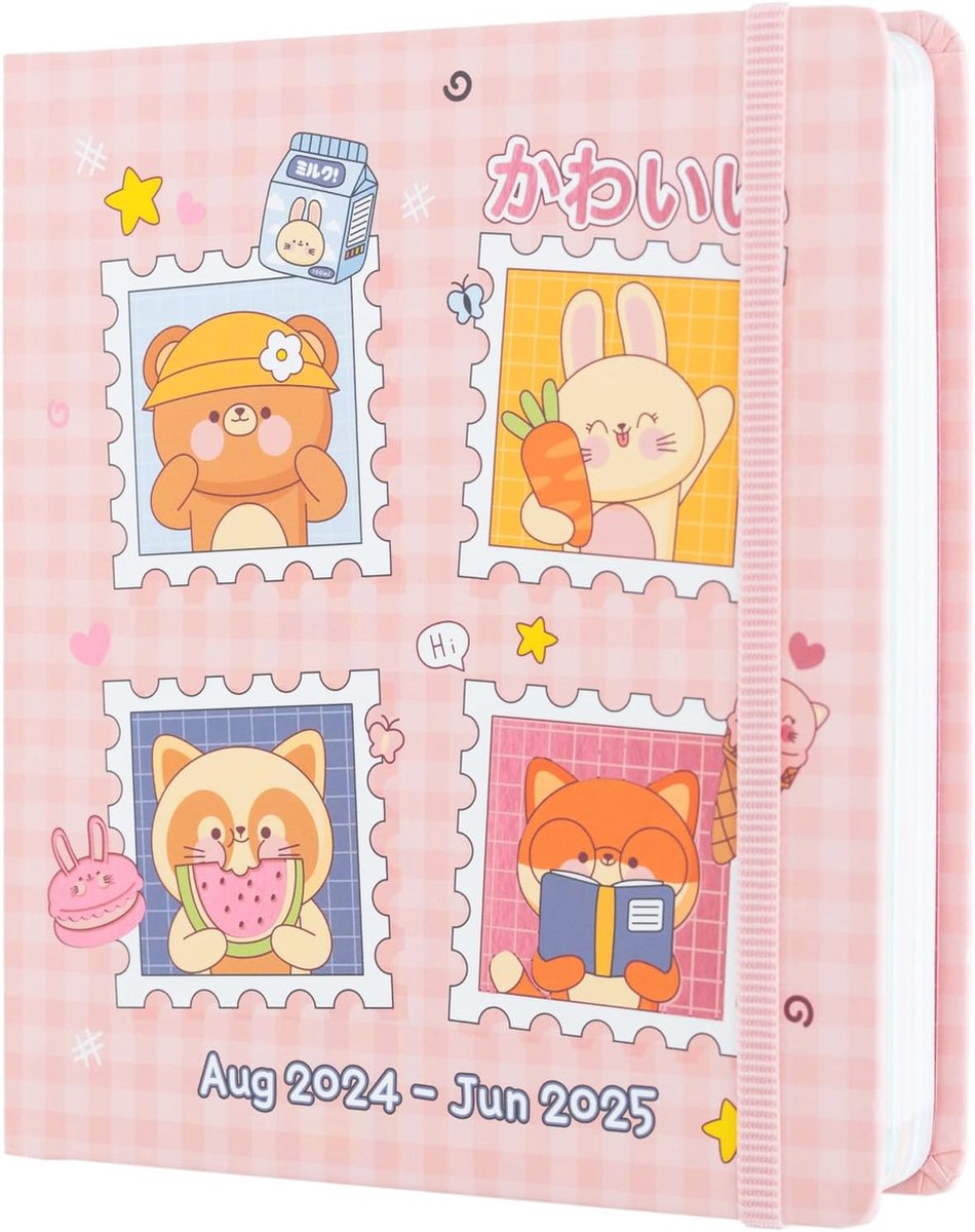 Kawaii Schoolagenda 2024 2025 - Dagelijkse Planner met 11 Maanden - Perfect voor Creatieve Plannen en Productiviteit