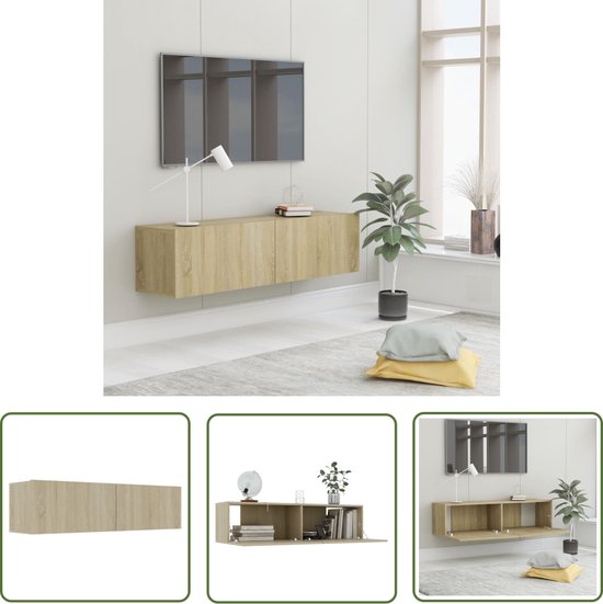 The Living Store Meuble TV TV - Chêne Sonoma - 120 x 30 x 30 cm