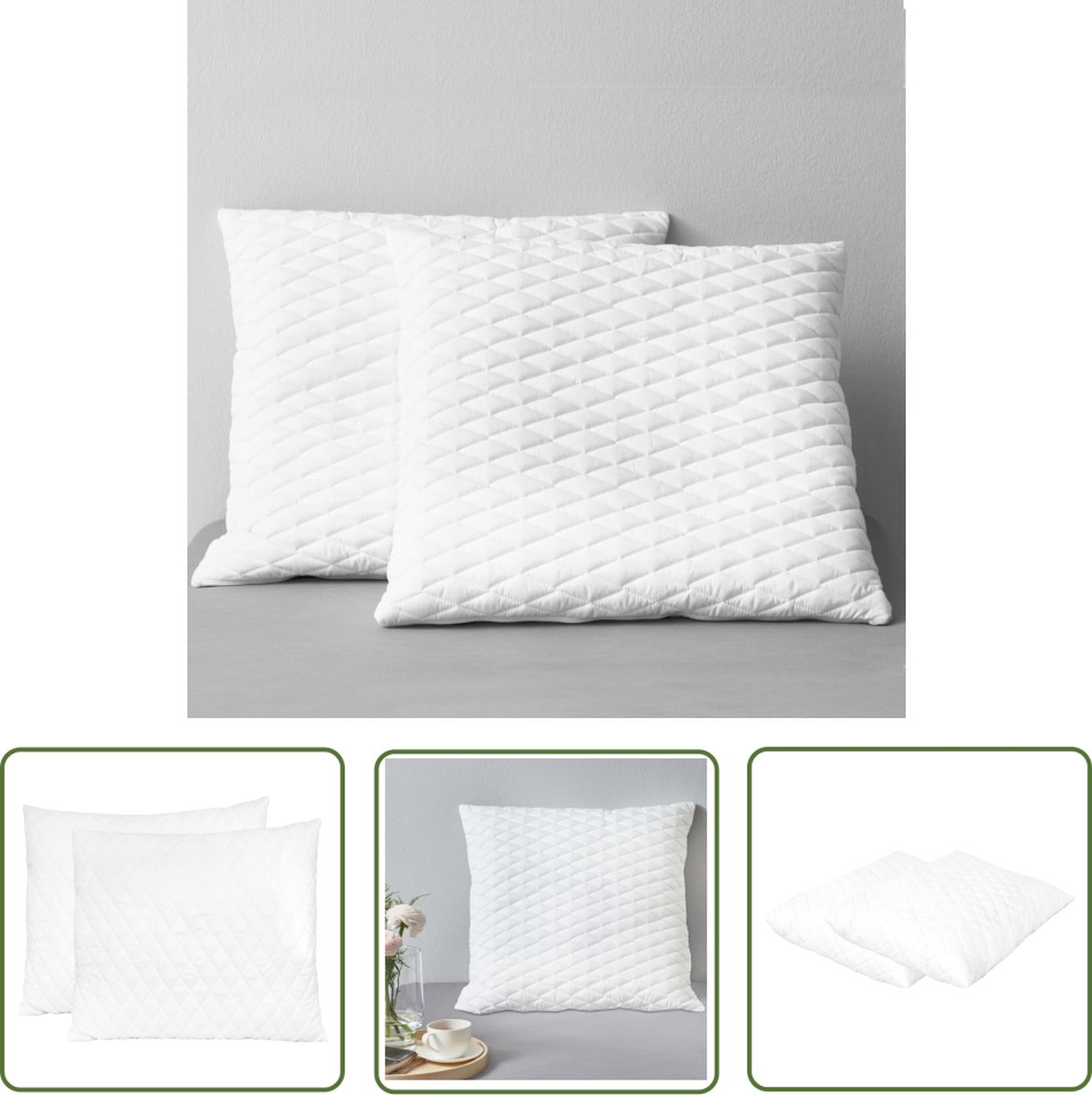 vidaXL Drukkingsverlagend Kussen - Traagschuim Kussens - Kussens 2 st 70x60x14 cm traagschuim - Nekopsteund Kussen - Slaapcomfort - Viscoschuim