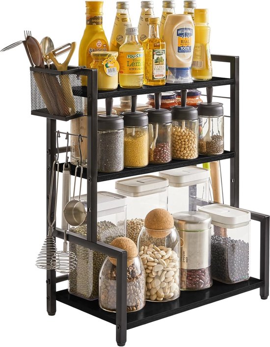 simplywire – Bordenrek met 3 niveaus - Keukenkast Organizer – Chroom - Vierkant