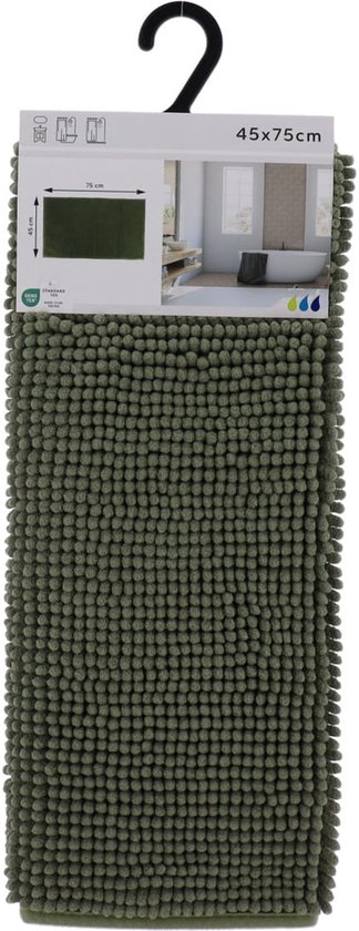 Tendance Badmat microfiber - laagpolig - groen - 45x75 cm - absorberend - badkamer - antislip - zacht