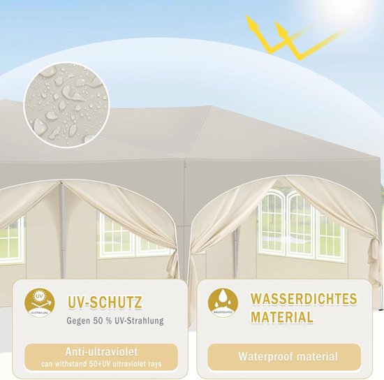 Vouwpaviljoen 3 x 6 m met 6 zijwanden - Waterafstotend en UV-bescherming voor Outdoor Activiteiten — afbeelding 3