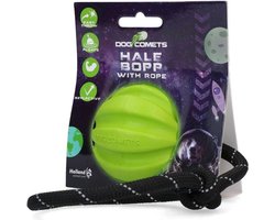 Dog Comets Ball Hale-Bopp met touw - Hondenspeeltje – Hoogwaardig hondenspeelgoed – Hondenbal voor gezonder tandvlees – Natuurlijk rubber - Groen – Ø6 cm