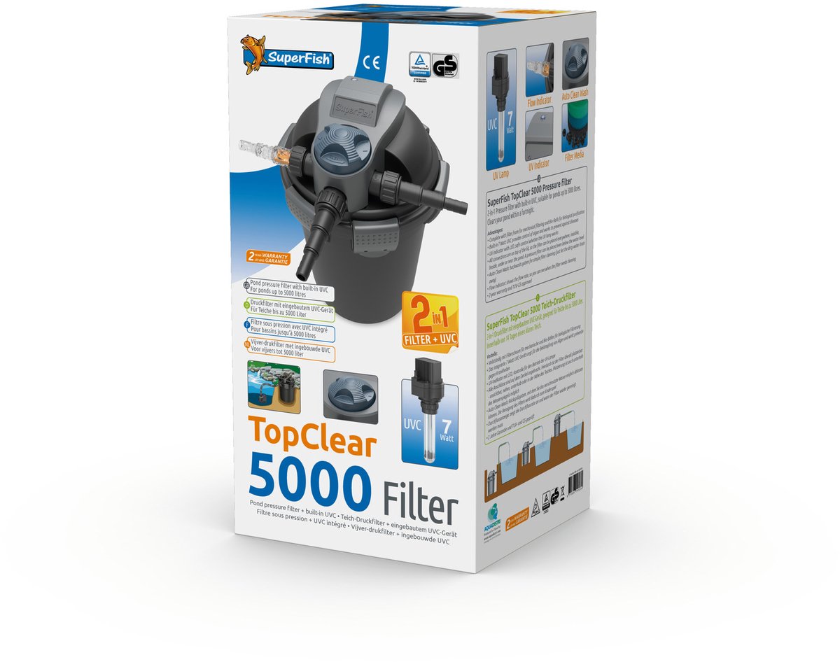 Bol.com Superfish Topclear Uv Drukfilter - Filters - 7 Watt 5000 Uv-C aanbieding