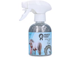 foto van Paardenpraat TV Glitter Glamour Spray - Zilveren Spray - 250 ml - Glitters - Vacht Versiering voor Paarden - Voor de Vacht, Manen en Staart