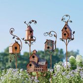 Bol.com Vogelhuis - Metalen Vogelhuisje met Paal - Grote Vogelhuisjes voor Binnenplaats - Achtertuin en Patio Decor - Rustplaats... aanbieding