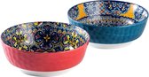 Bol Fenêtres Grands Plats de présentation en Porcelaine Set de 2 Bols en Céramique pour Soupe Fenêtres Snacks aux Fruits - Style Bohème