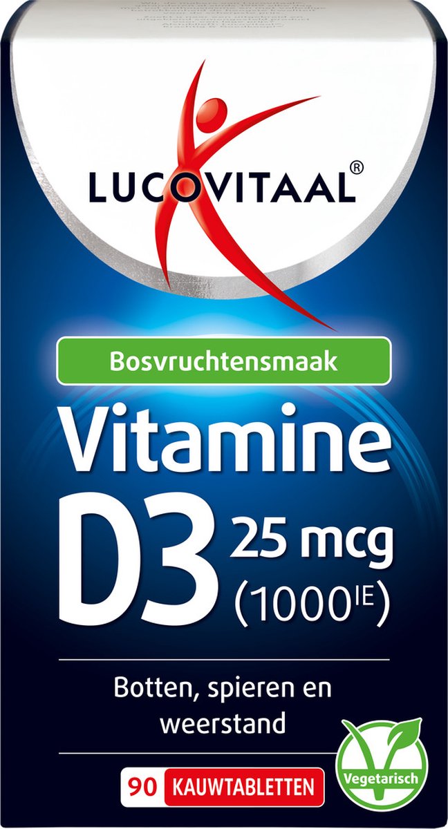 Lucovitaal Voedingssupplementen Capsules Vitamine D3 25mcg Bosvruchtensmaak 90Tabletten