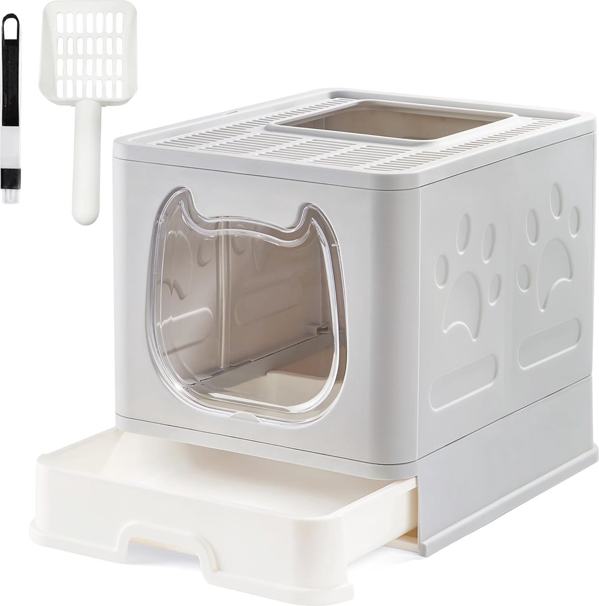 Goedkoopste Opvouwbaar kattenbak met deksel en reinigingsaccessoires - Ideaal voor kleine katten en kittens