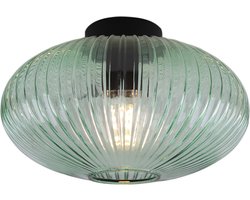 Olucia - CHARLOIS - Plafondlamp - Groen / Zwart - Vorm: Ovaal