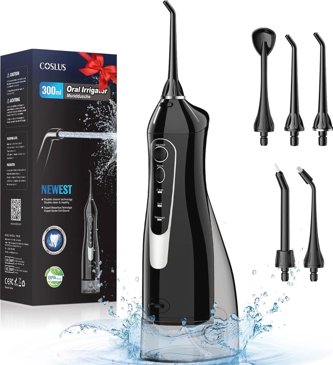 Draadloze Monddouche - Elektrische Tandenreiniger met 300 ml Waterreservoir en IPX7 Waterdicht