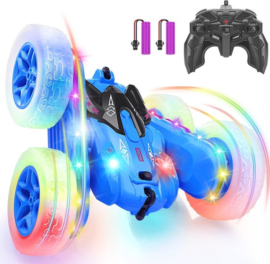 4DRC RC Stuntauto voor kinderen 6-12 jaar, 2.4GHz 4WD met gebaarensensor, draaifunctie, lichten, spuit, muziek, 360° rotatie, 2 oplaadbare batterijen - Off-road speelgoed, cadeau jongens & meisjes