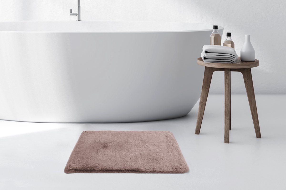 Floraya - Badmat - Fluffy - Hoogpolig - Roze - 40x60cm - Antislip