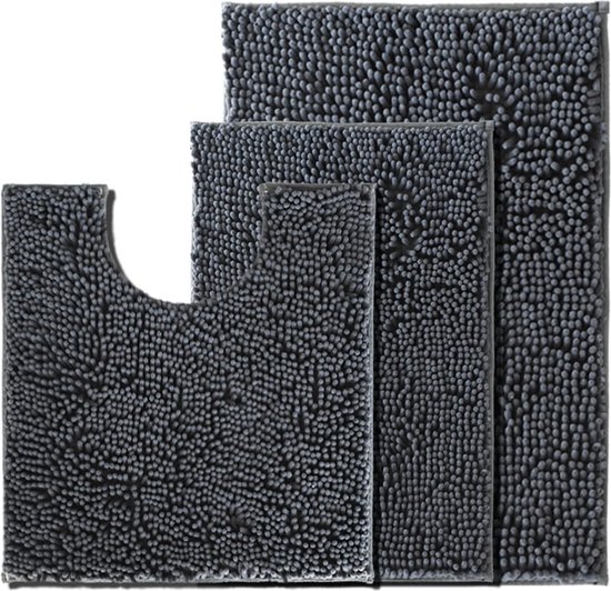 JGS ® Badmatset van 3 stuks, badmatset voor de badkamer, antislip, wasbaar, badmatten
