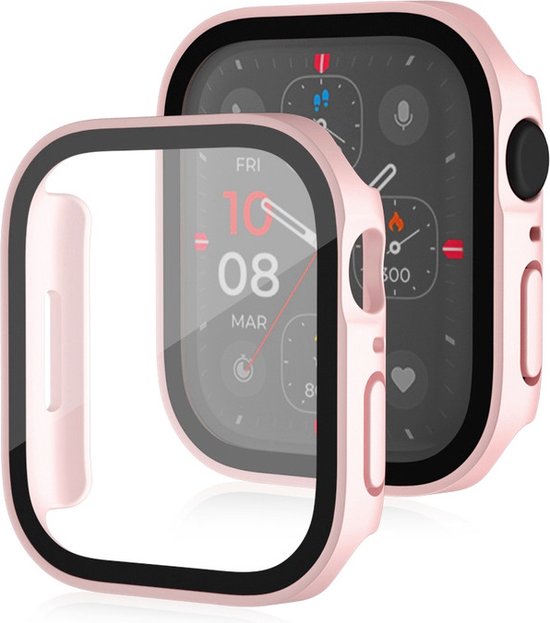 Protecteur d'écran pour boîtier de montre - Boîtier - Verre trempé - Convient pour Apple Series 7 / 8 / 9 avec une taille de boîtier de 41 mm - Or rose