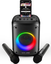 JYX Karaoke machine voor kinderen en volwassenen, mini-luidspreker met 2 microfoons, Bluetooth karaoke-cadeau voor thuisfeest