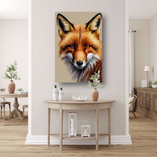 Décoration murale Renard - Tableaux Animaux sur verre - Peinture sur Glas Fourrure - Décoration murale murale industrielle - Acrylique - Décoration salon verre acrylique 100x150 cm