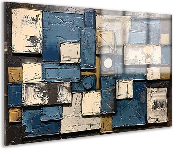 Peintures sur verre rectangles - Peinture de formes - Peinture de cercles - Peintures sur verre industrielles - Plexiglas - Art mural verre acrylique 120x80 cm