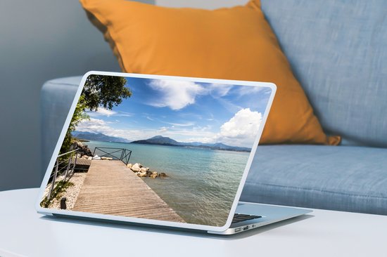 Autocollant pour ordinateur portable - 15,6 pouces - Lac de Garde - Jetée - Bois - 36x27,5 cm - Autocollants pour ordinateur portable - Peau pour ordinateur portable - Couverture