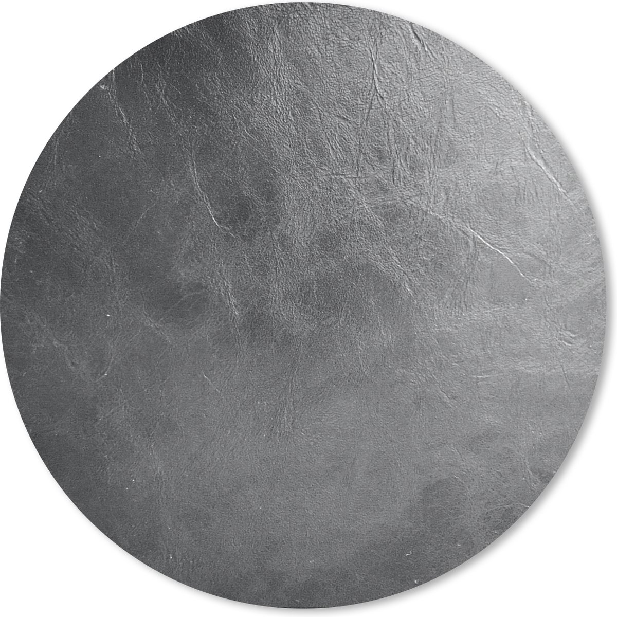 Muismat rond 20x20 cm - Mousepad Leer - Lederlook - Industrieel - Grijs - Ronde muismatten