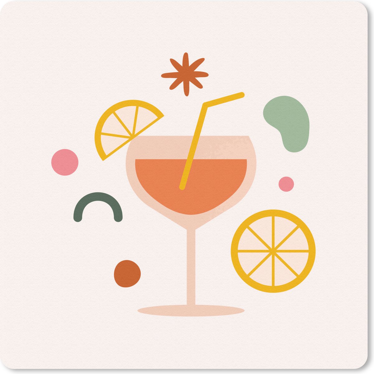 Muismat 30x30 cm - Mousepad Cocktail - Fruit - Zomer - Muismatten