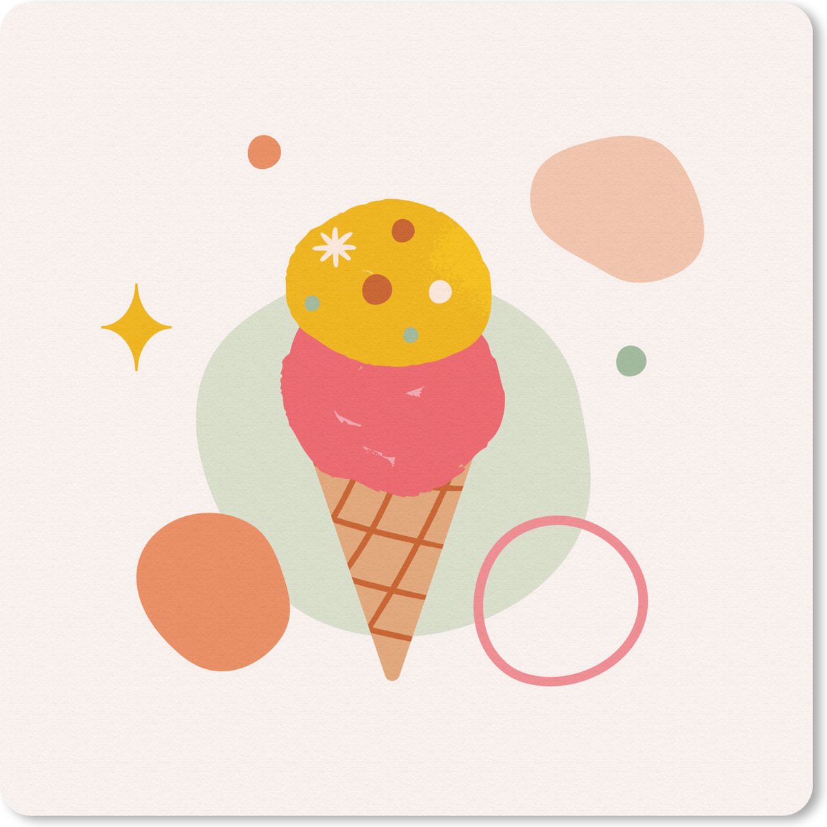 Muismat 30x30 cm - Mousepad IJs - Pastel - Zomer - Muismatten