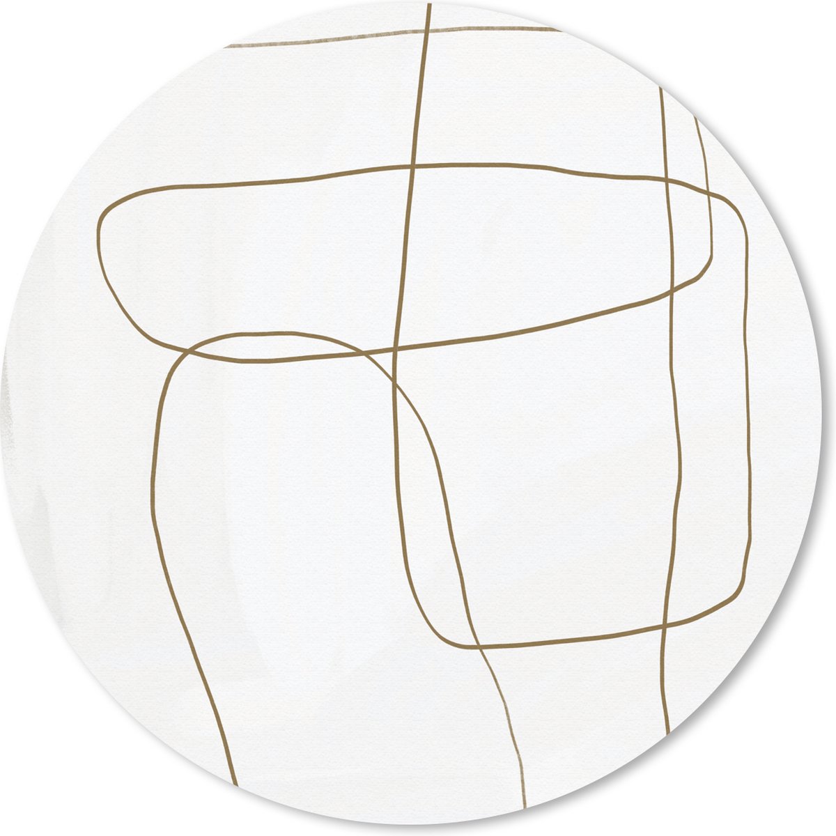 Muismat rond 50x50 cm - Mousepad Abstract - Lijnen - Taupe - Design - Ronde muismatten