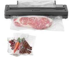 Navaris vacumeermachine met 5 vacuumzakken - Voor sous vide koken - 37,5 x 7 x 6,6 cm - Met een vacumeerzakken rol - Vacuum sealer - Grijs