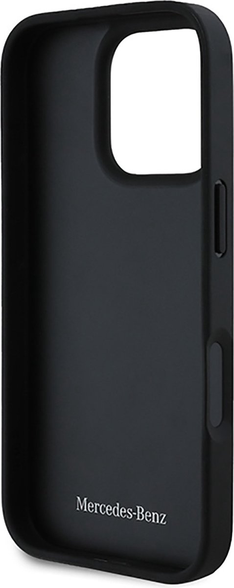 Mercedes-Benz Backcase hoesje geschikt voor iPhone 16 Pro - Effen Zwart - Leer van Mercedes-Benz — afbeelding 2