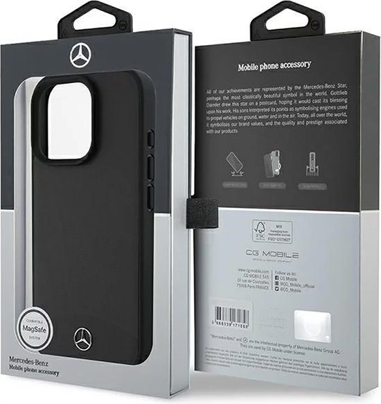 Mercedes-Benz Backcase hoesje geschikt voor iPhone 16 Pro Max - Effen Zwart - Kunstleer van Mercedes-Benz — afbeelding 3