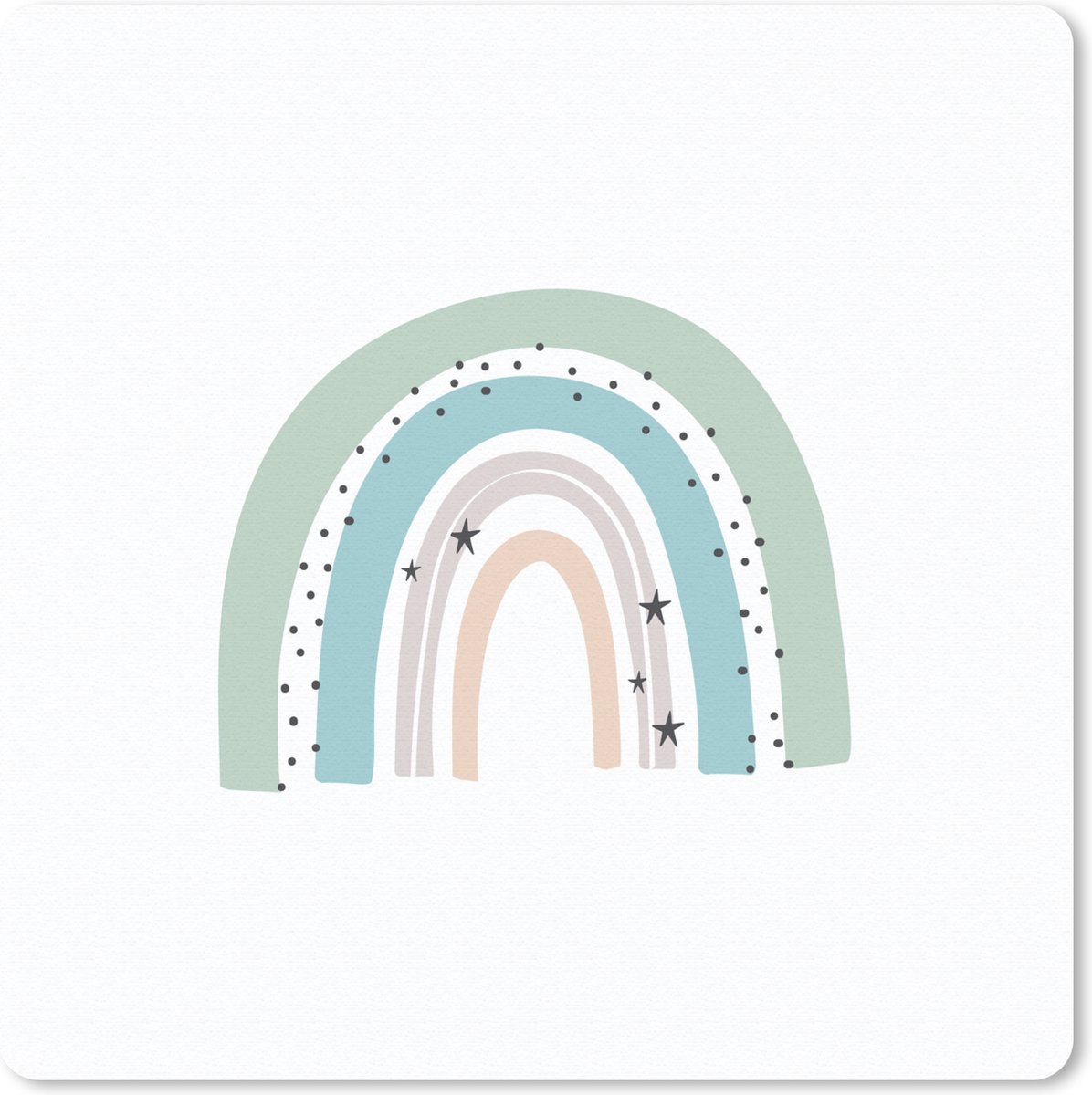 Muismat 20x20 cm - Mousepad Regenboog - Kinderen - Sterren - Stippen - Pastel - Muismatten