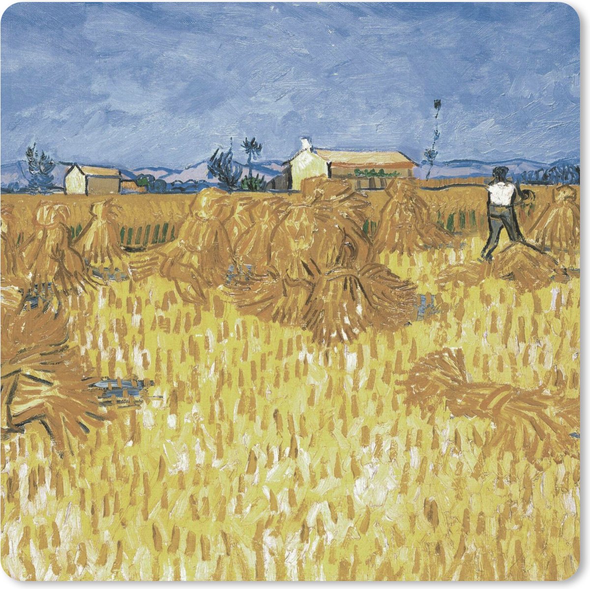 Muismat 30x30 cm - Mousepad Oogst in de Provence - Vincent van Gogh - Muismatten