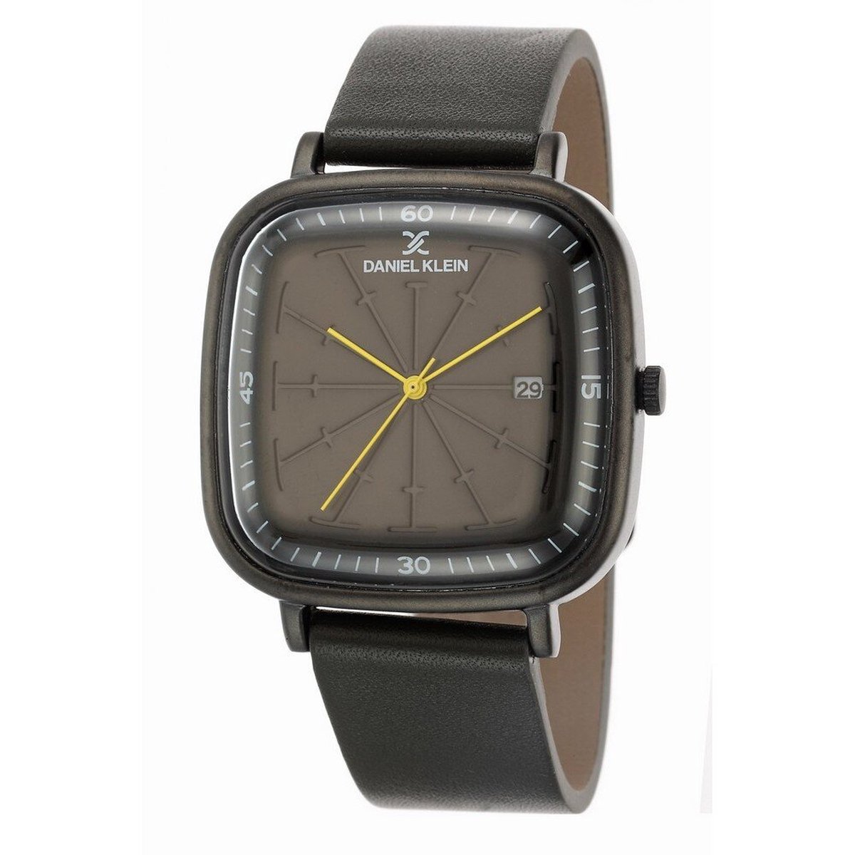 Daniel Klein DK.1.12508-3 - Horloge - Analoog - Mannen - Heren - leren band - Vierkant - Zwart - Grijs