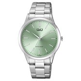 Q&Q C10A-018PY - Montre - Analogique - Femme - Femme - Bracelet acier - Rond - Métal - Chiffres - Argenté - Vert clair