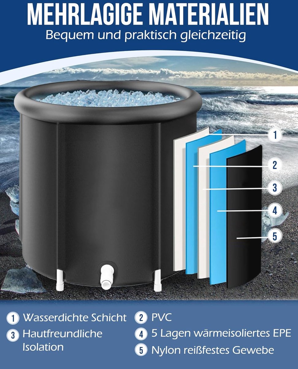Opblaasbare opvouwbare badkuip voor volwassenen - 75 cm - afbeelding 3