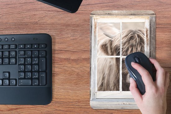 Muismat 18x27 cm - Mousepad Schotse hooglander - Dier - Doorkijk - Muismatten